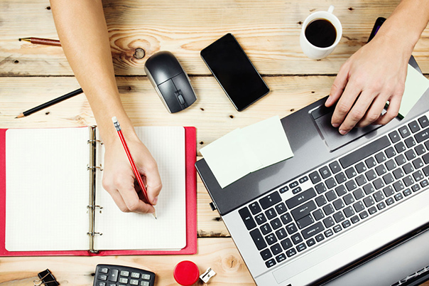 Workplace, Man working on the laptop